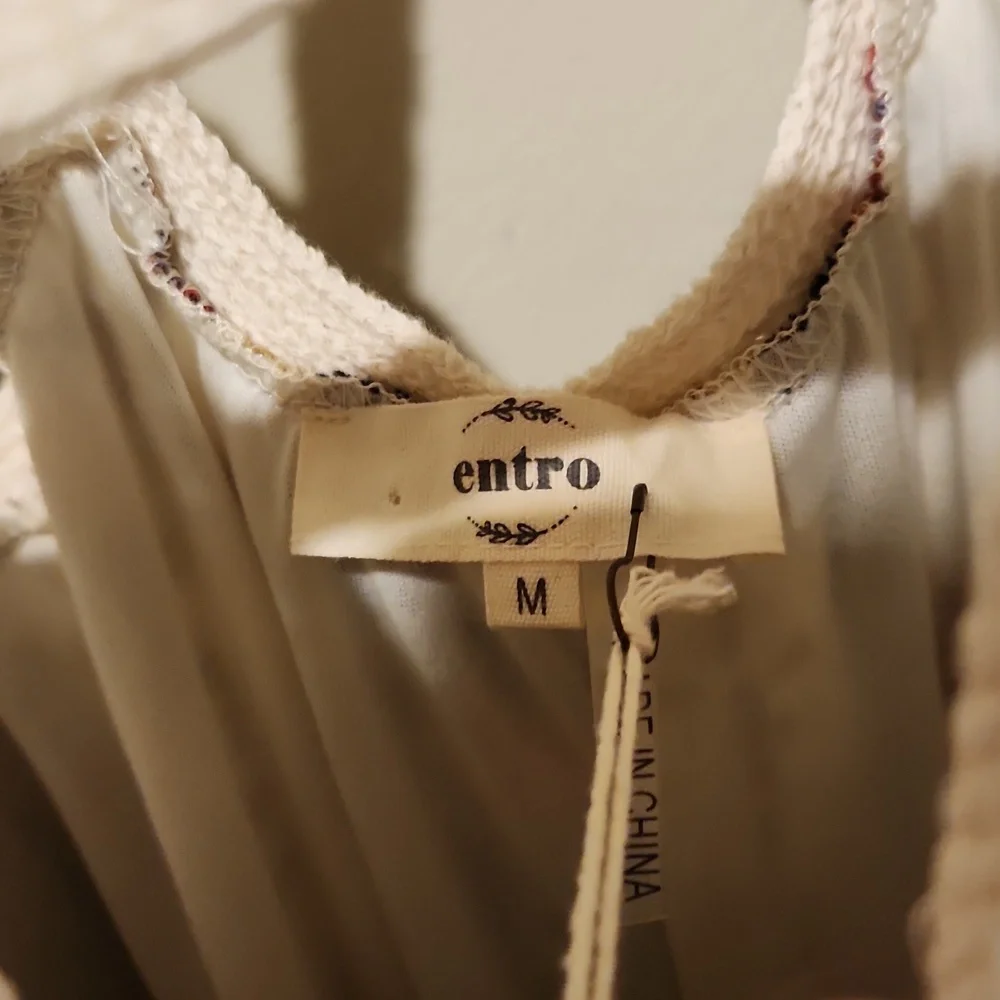 ❤️ NWT! ENTRO CROCHET STRAP BOHO MINI DRESS, MEDIUM - Picture 4 of 7